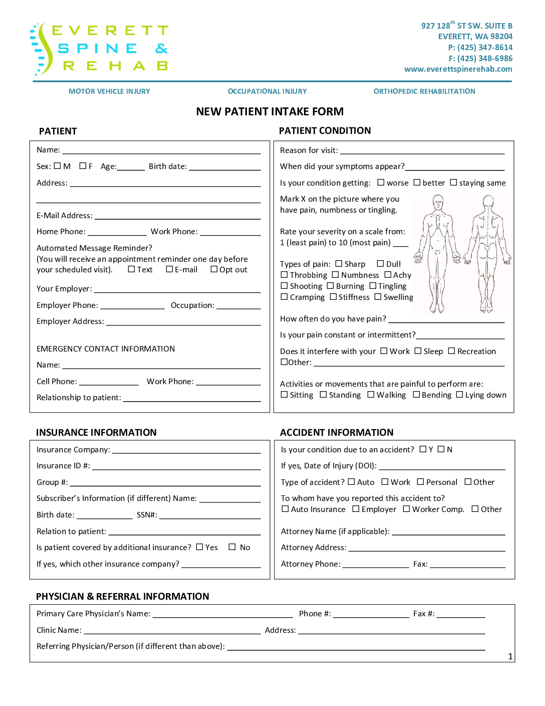 Intake Form and Consent 2024 v2.2 | Everett Spine & Rehab
